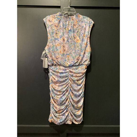Laundry by Shelli Segal Rushed Bodycon Sleeveless Mini Dress Floral 14 NWT - Picture 2 of 10